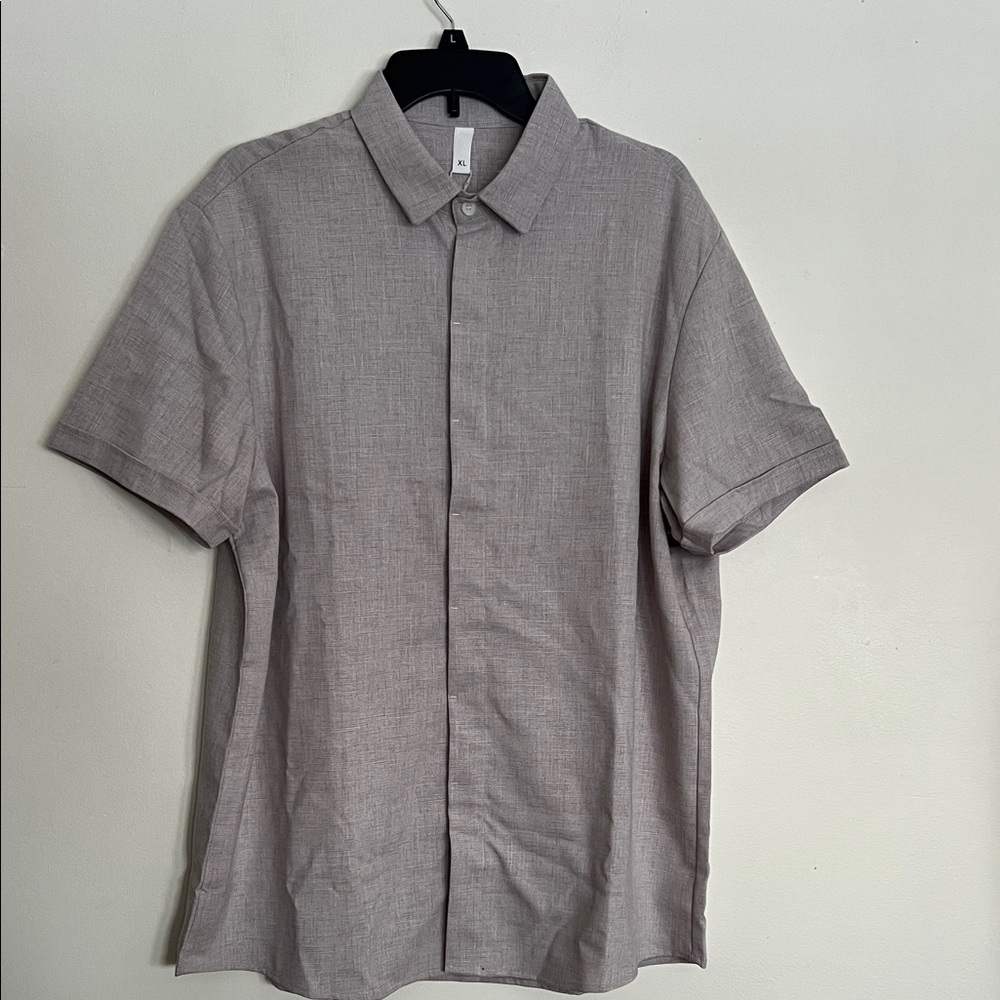 Men's Stylish Tan Button-Down Shirt